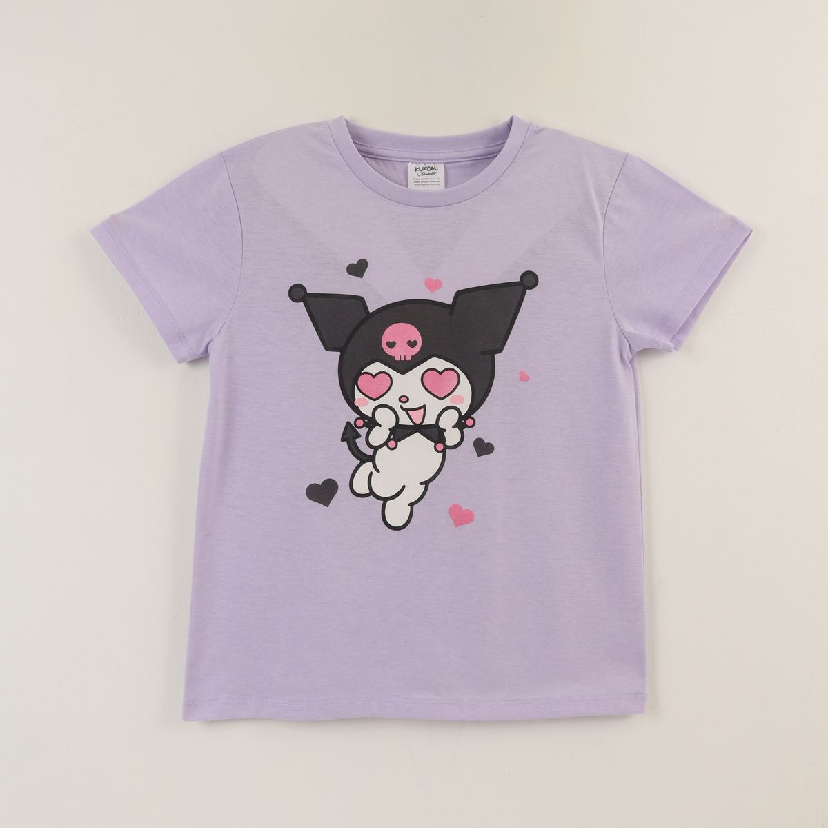HELLO KITTY - Polera Manga Corta Niña Morado Kuromi Love Hello Kitty