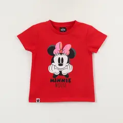 DISNEY - Polera Manga Corta Niña Rojo Minnie Mouse Face
