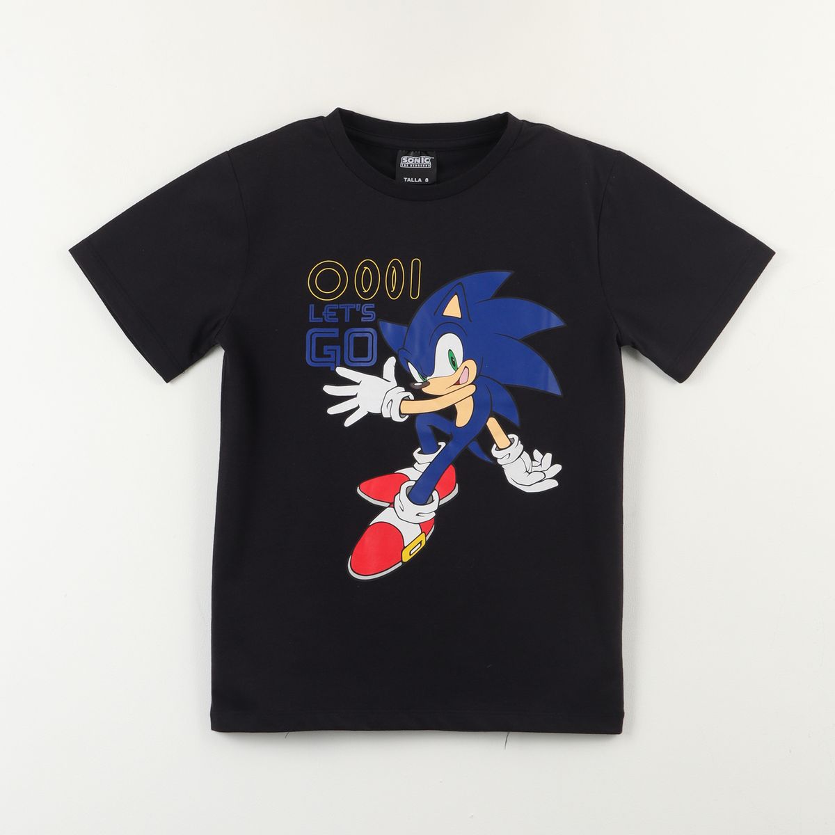 SONIC - Polera Manga Corta Niño Negro Sonic Lets Go Sonic