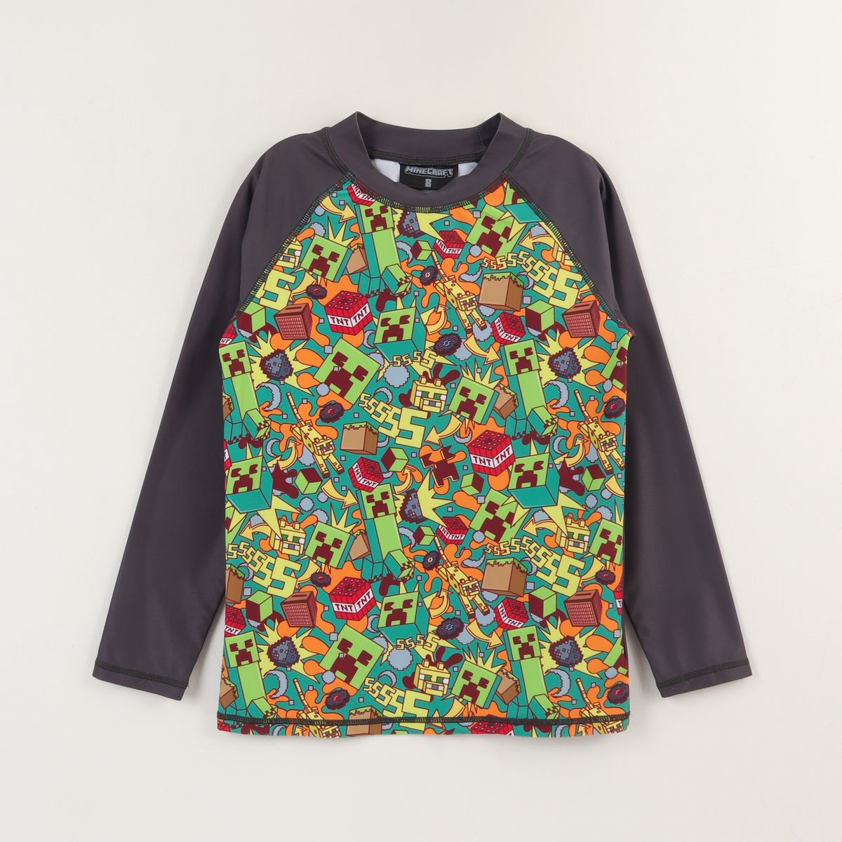 MINECRAFT - Polera UV Manga Larga Niño Verde Full Print Minecraft