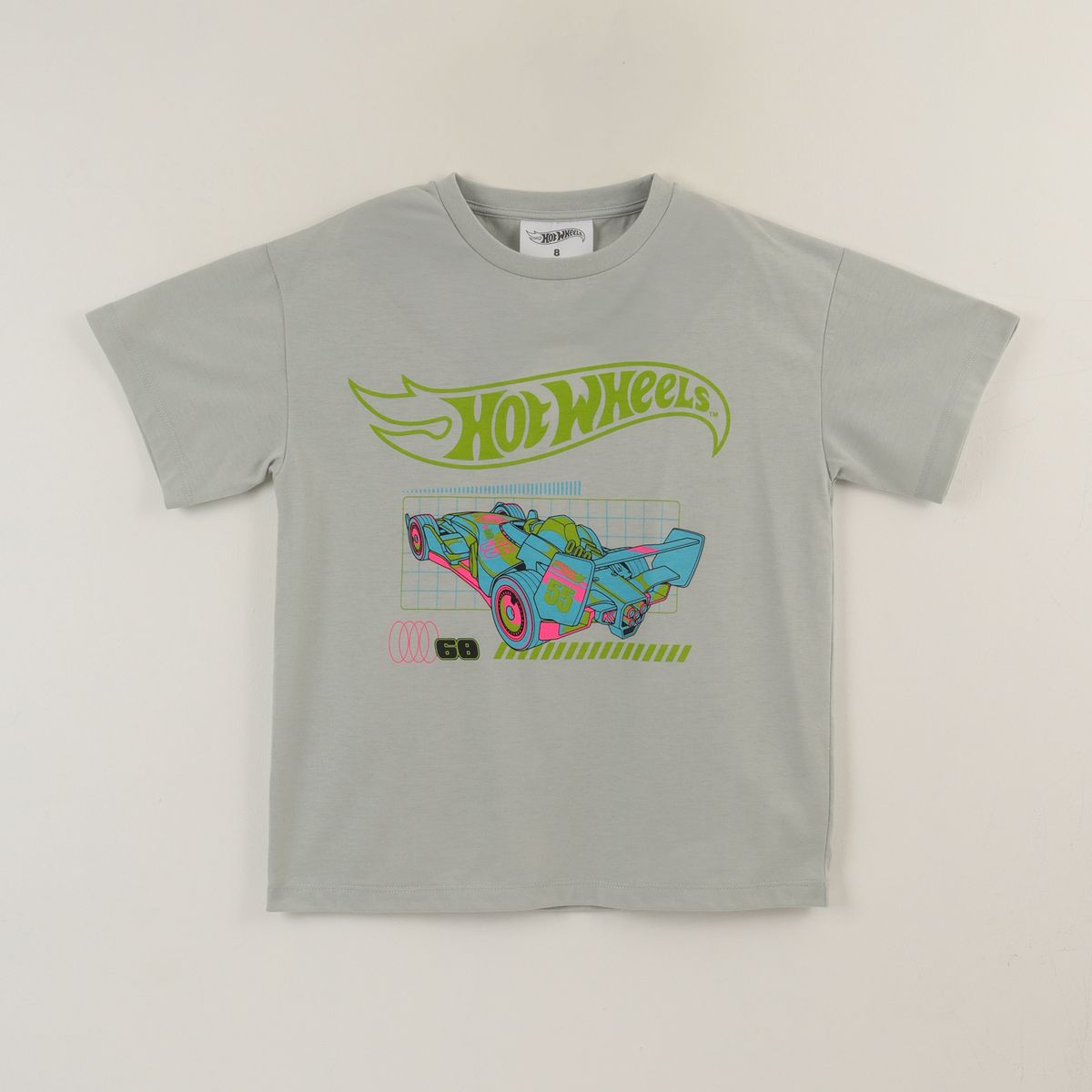 HOT WHEELS - Polera Manga Corta Niño Gris Logo Hot Wheels