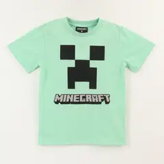 MINECRAFT - Polera Manga Corta Niño Verde Creeper Face
