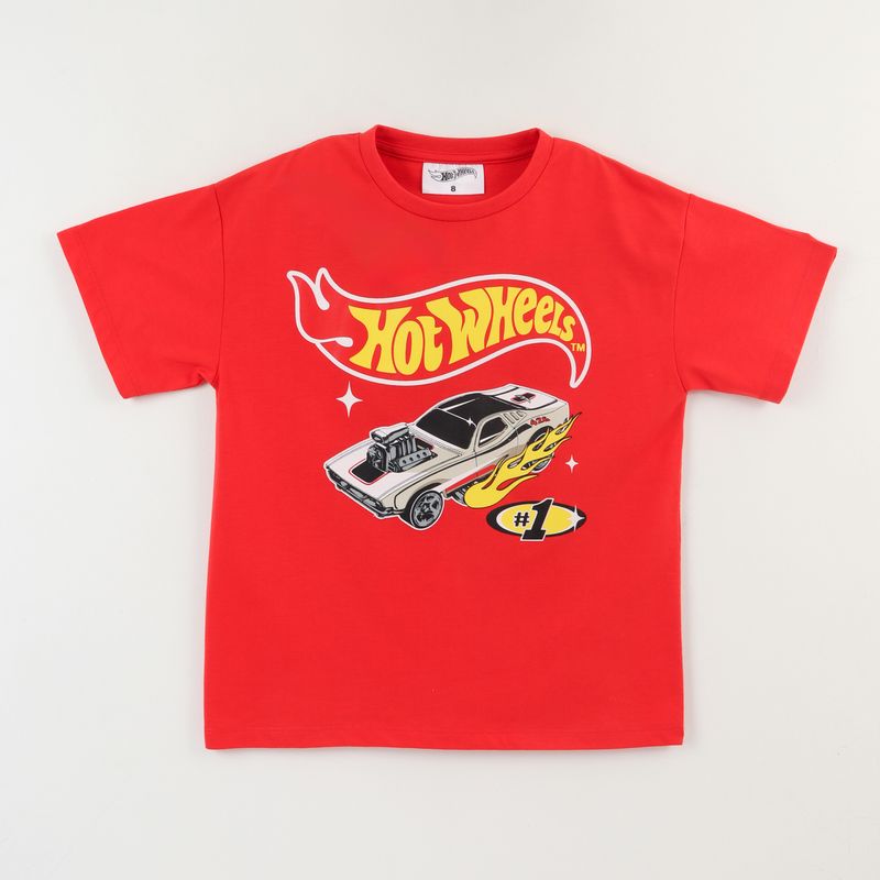 HOT WHEELS - Polera Manga Corta Niño Rojo Hot Wheels Logo Hot Wheels