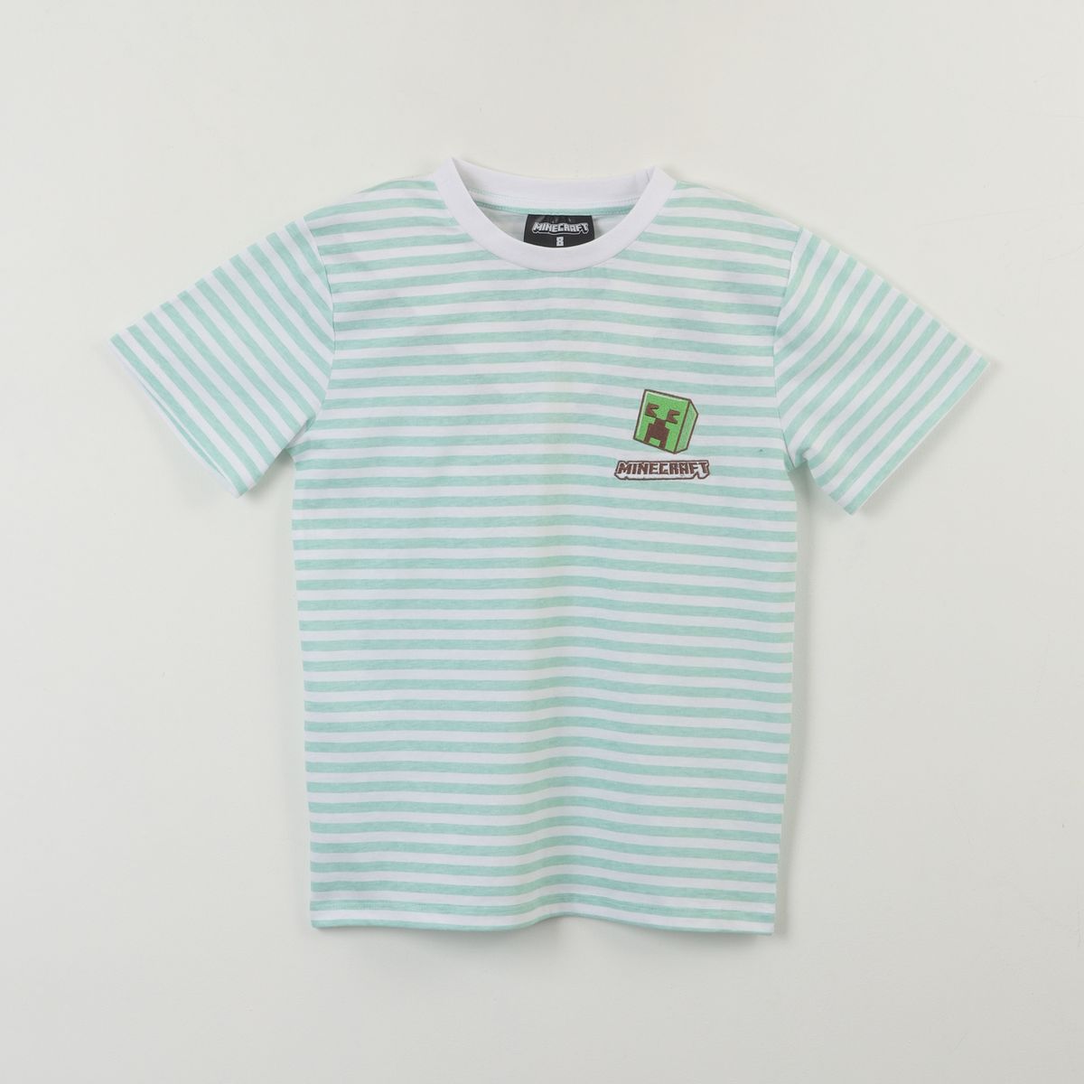 MINECRAFT - Polera Manga Corta Niño Verde Rayas Creeper Minecraft