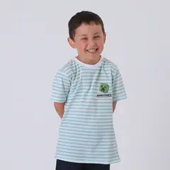 MINECRAFT - Polera Manga Corta Niño Verde Rayas Creeper