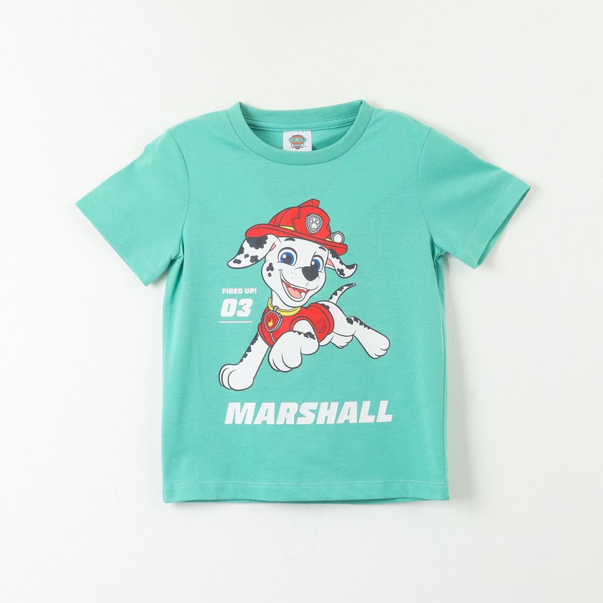 PAW PATROL - Polera Manga Corta Niño Turquesa Marshall Fire Up Paw Patrol