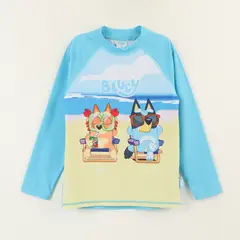 BLUEY - Polera UV Manga Larga Niño Celeste Playa Bingo &