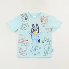BLUEY - Polera Manga Corta Niño Celeste Friends