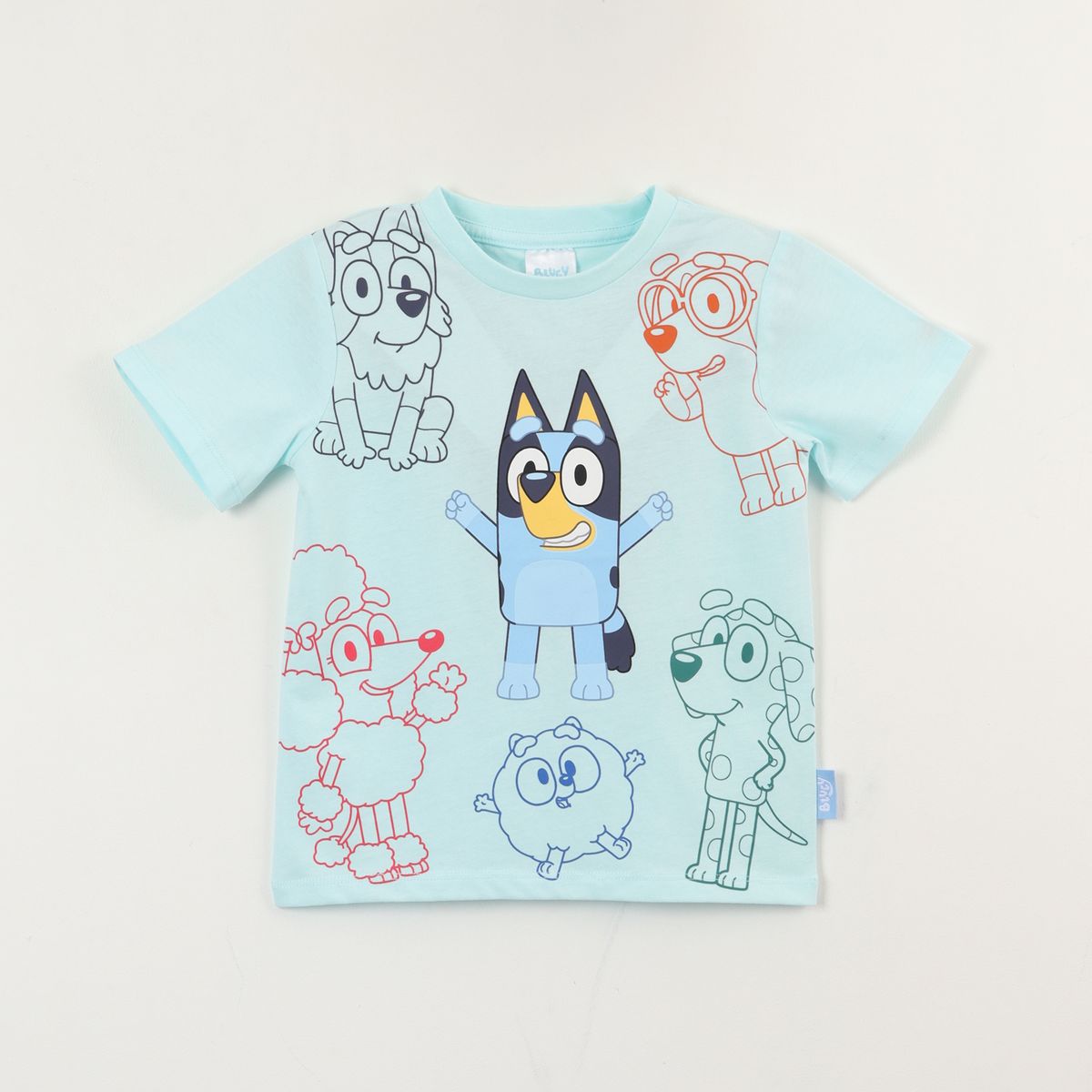 BLUEY - Polera Manga Corta Niño Celeste Friends Bluey