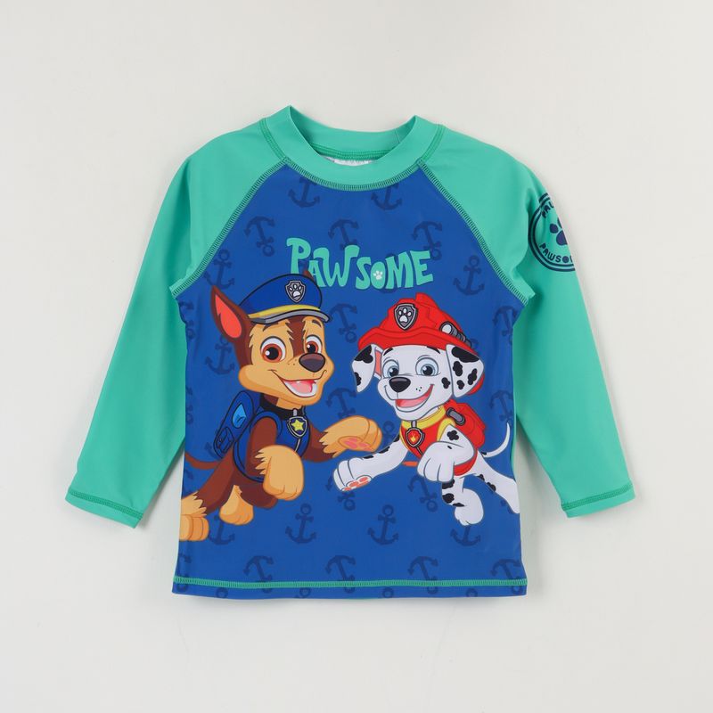 PAW PATROL - Polera UV Manga Corta Niño Azul Chase & Marshall Paw Patrol