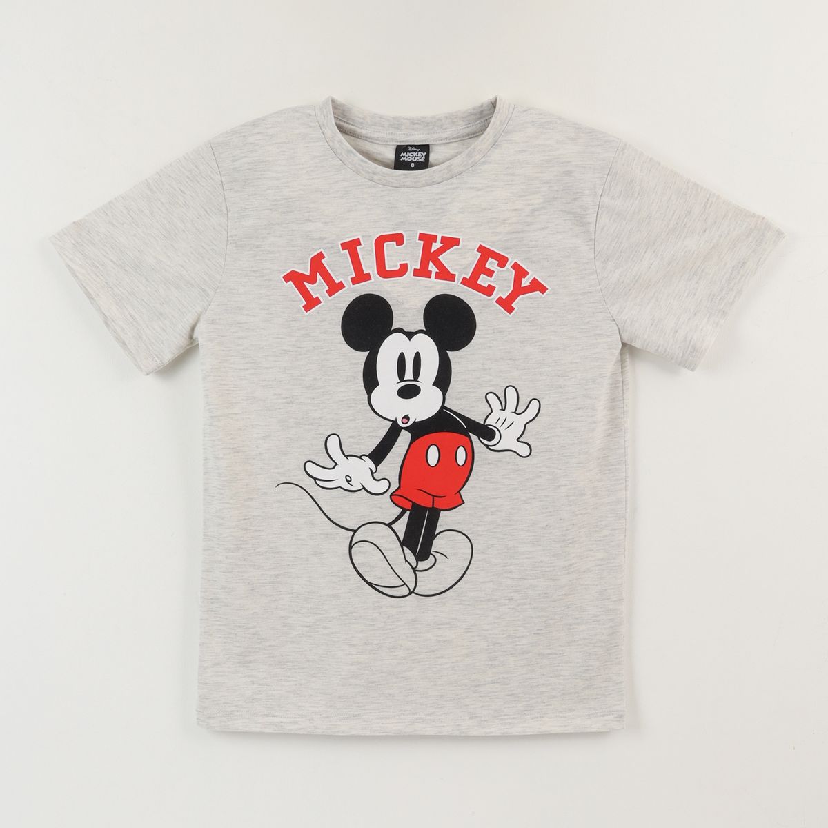 DISNEY - Polera Manga Corta Niño Gris Mickey Mouse Surprise Disney