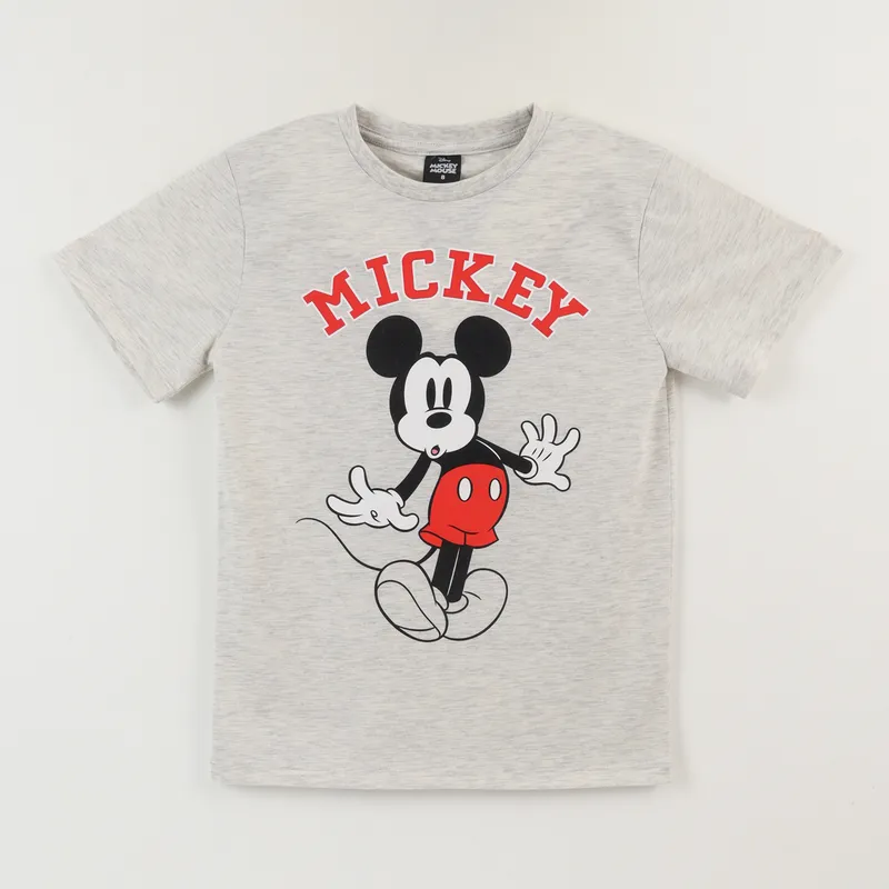 DISNEY - Polera Manga Corta Niño Gris Mickey Mouse Surprise Disney