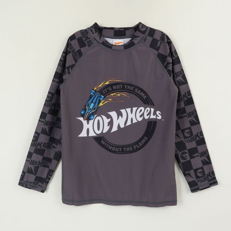 HOT WHEELS - Polera UV Manga Larga Niño Negro Logo Hot Wheels