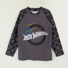 HOT WHEELS - Polera UV Manga Larga Niño Negro Logo