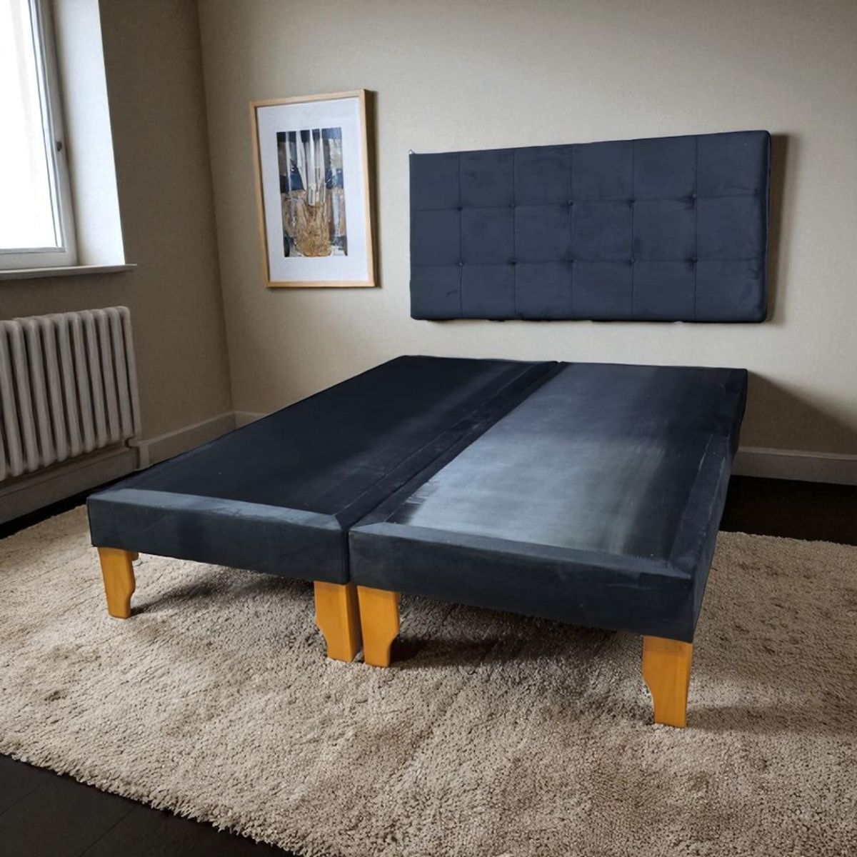 DISEÑOS VALESTRINI - CAMA DOS PLAZAS FELPA NEGRA