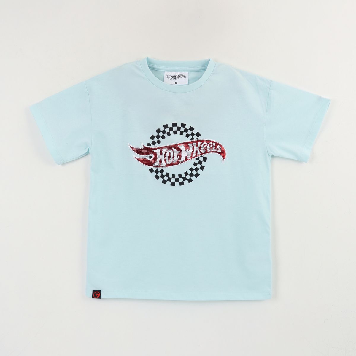 HOT WHEELS - Polera Manga Corta Niño Celeste Logo Hot Wheels
