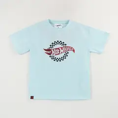 HOT WHEELS - Polera Manga Corta Niño Celeste Logo
