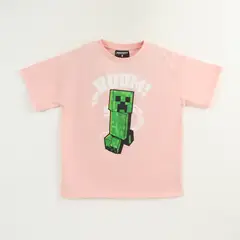 MINECRAFT - Polera Manga Corta Niño Damasco Creeper Boom
