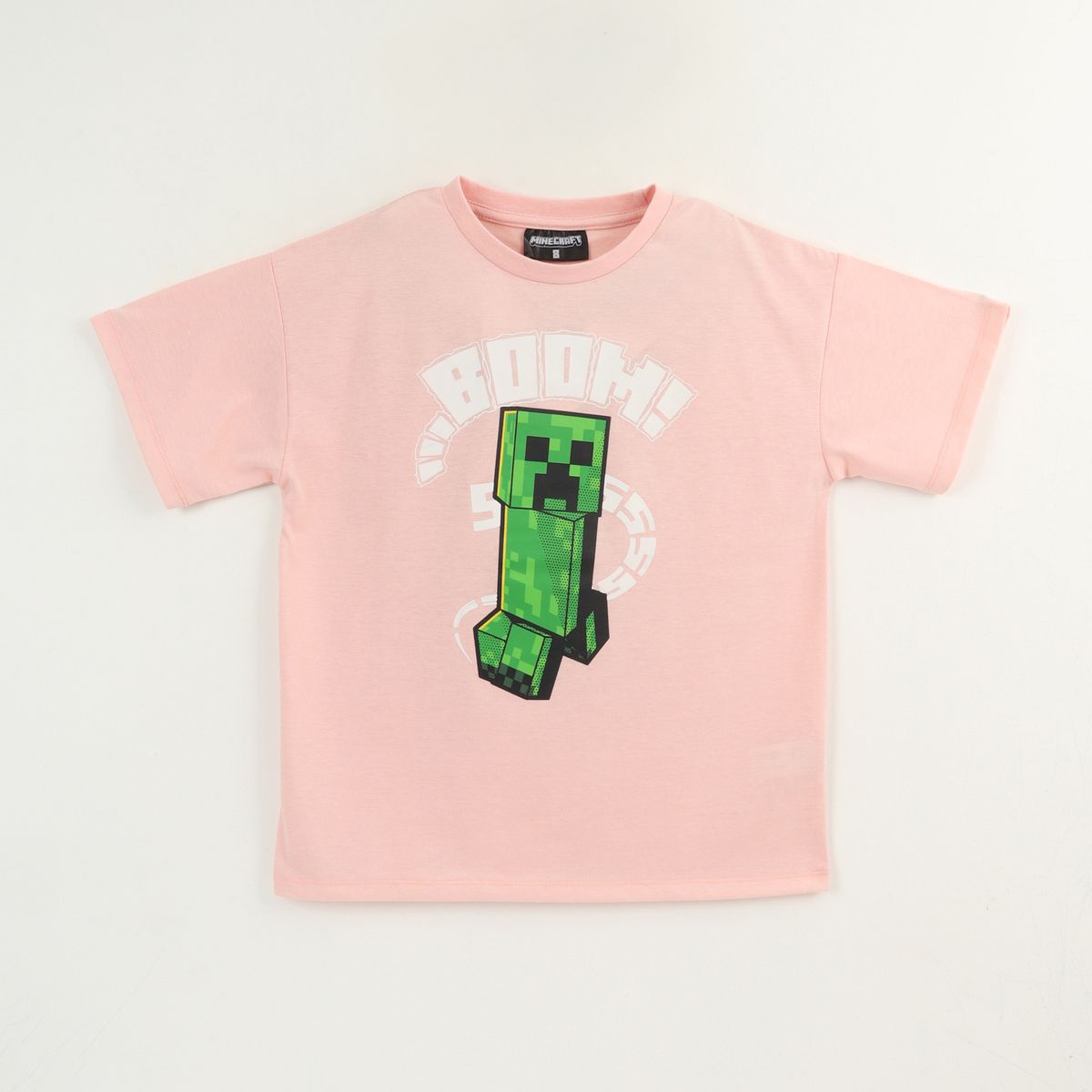 MINECRAFT - Polera Manga Corta Niño Damasco Creeper Boom Minecraft