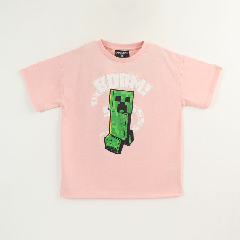 MINECRAFT - Polera Manga Corta Niño Damasco Creeper Boom Minecraft