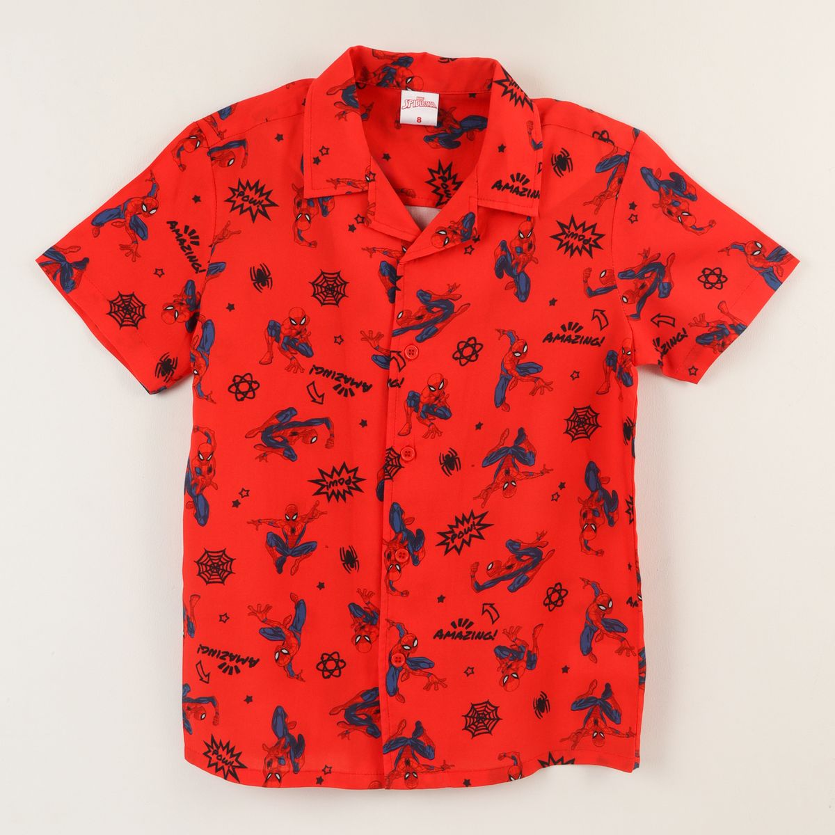 MARVEL - Guayabera Niño Rojo Full Print Spiderman Marvel