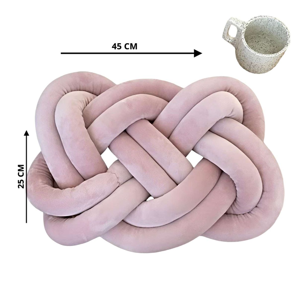 GENERICO - COJIN ELEGANTE NUDO GRANDE ROSA 45 CM