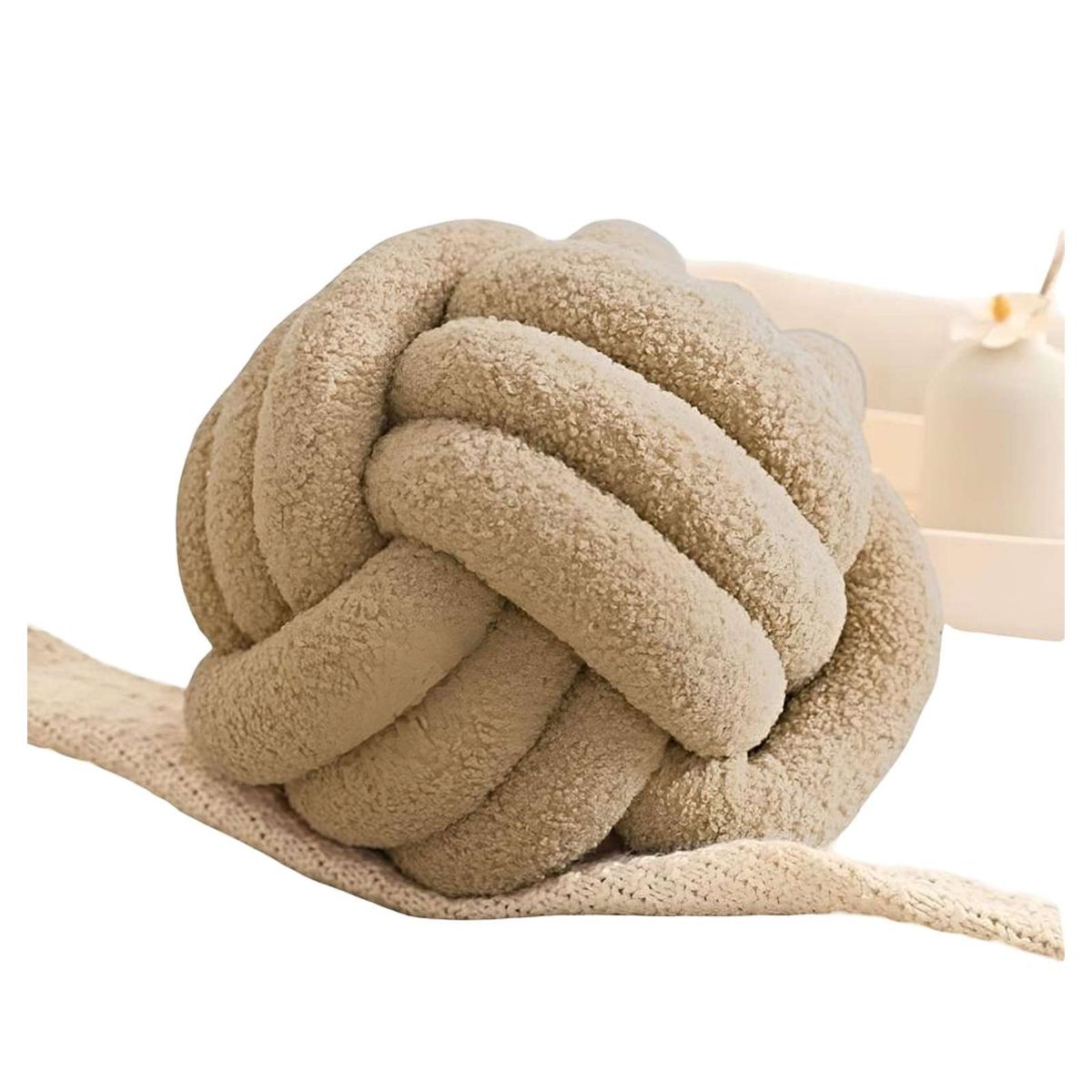 GENERICO - COJIN ELEGANTE NUDO BEIGE 22 CM