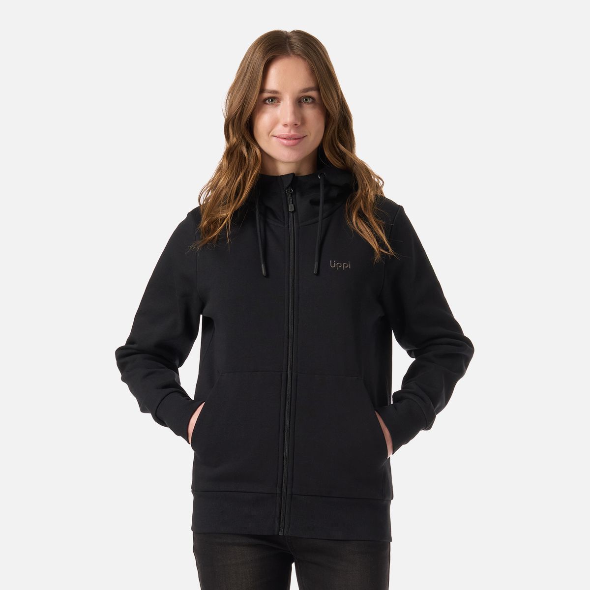 LIPPI - Polerón Mujer Ulmo Light Full Zip Hoody Sweatshirt Negro Lippi