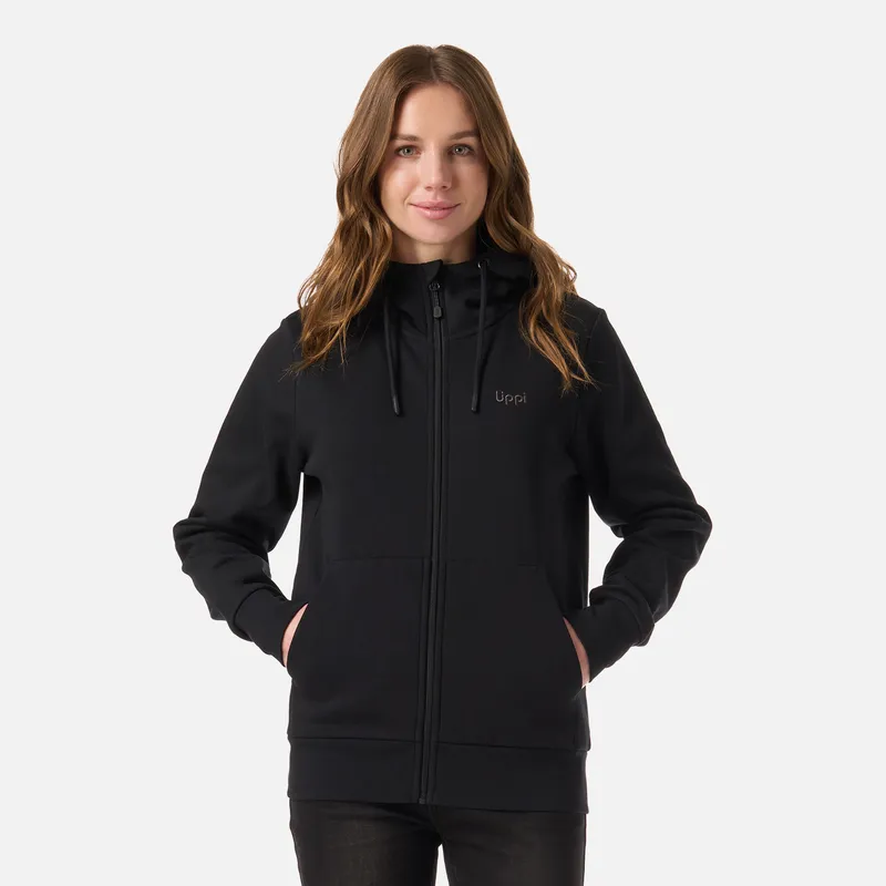 LIPPI - Polerón Mujer Ulmo Light Full Zip Hoody Sweatshirt Negro Lippi