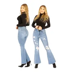 HERIEL - Jeans Flare Push Up Acampanado Levanta Cola Corte Colombiano