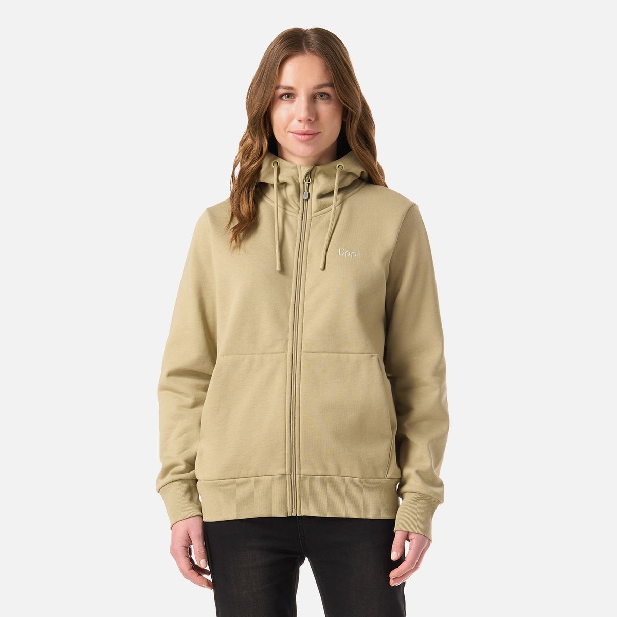 LIPPI - Polerón Mujer Ulmo Full Zip Hoody Sweatshirt Verde Oliva Lippi