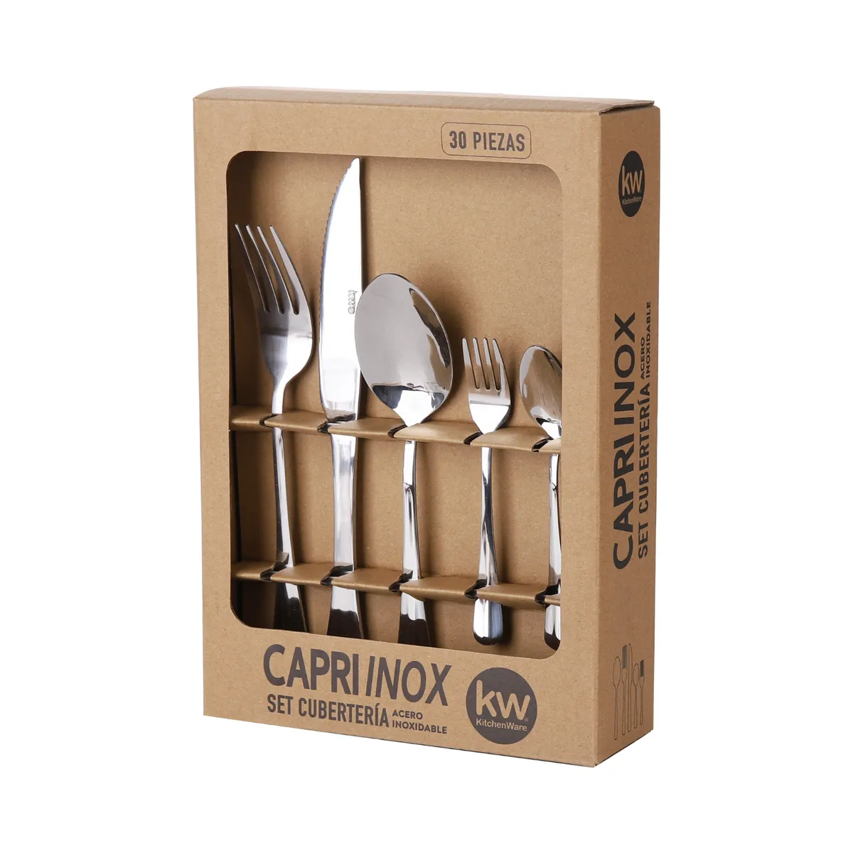 KITCHENWARE - SET DE CUBIERTOS 30 PIEZAS  ACERO INOXIDABLE CAPRI
