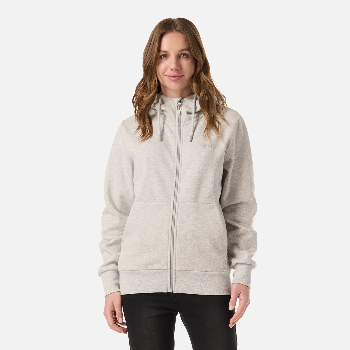 LIPPI - Polerón Mujer Ulmo Light Full Zip Hoody Sweatshirt Gris Melange Lippi