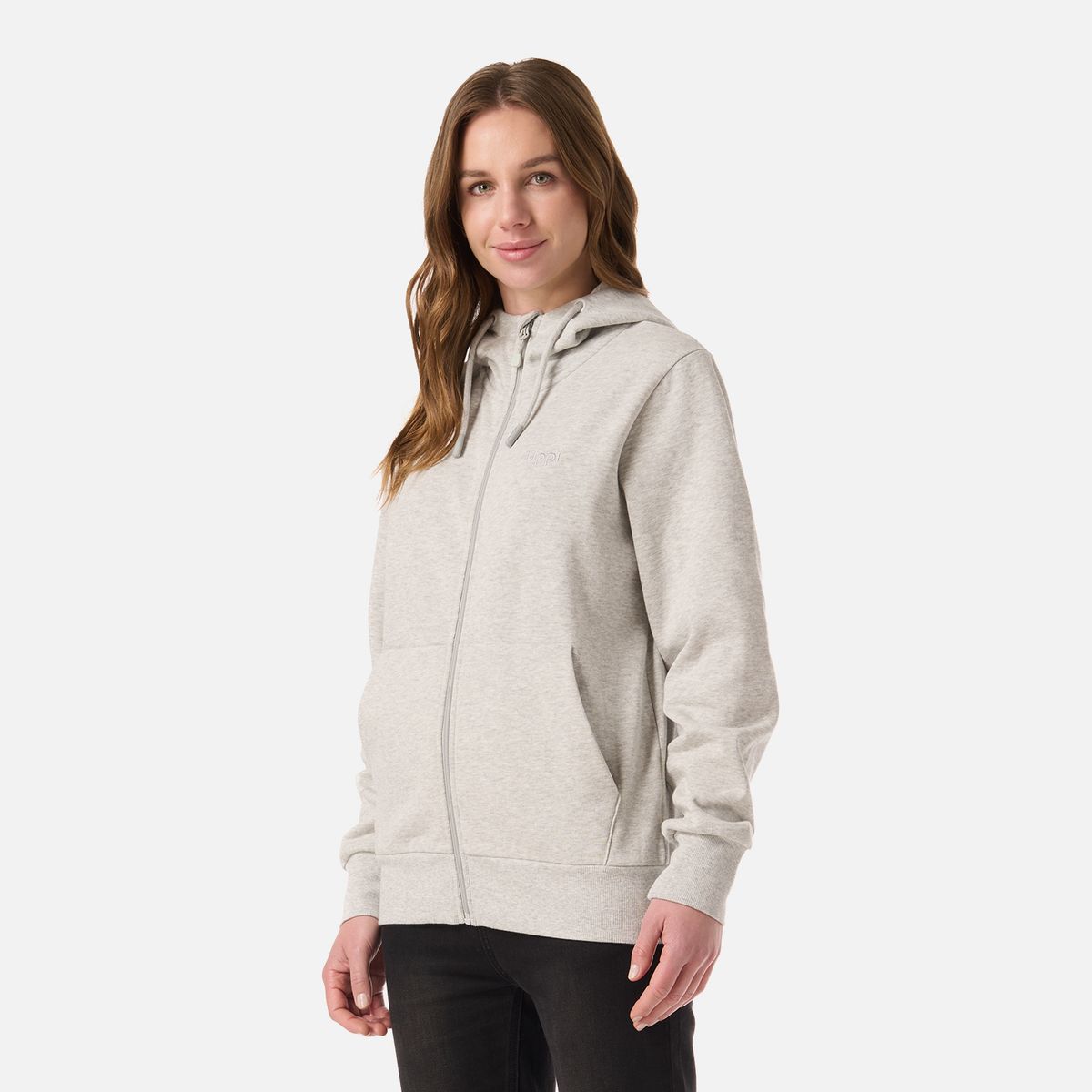 LIPPI - Polerón Mujer Ulmo Light Full Zip Hoody Sweatshirt Gris Melange Lippi