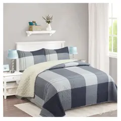 COMPRAPO - Cubrecama Quilt Sherpa 2 Pzas. Mod. Steel Pulse Fundas 50x70 Cm