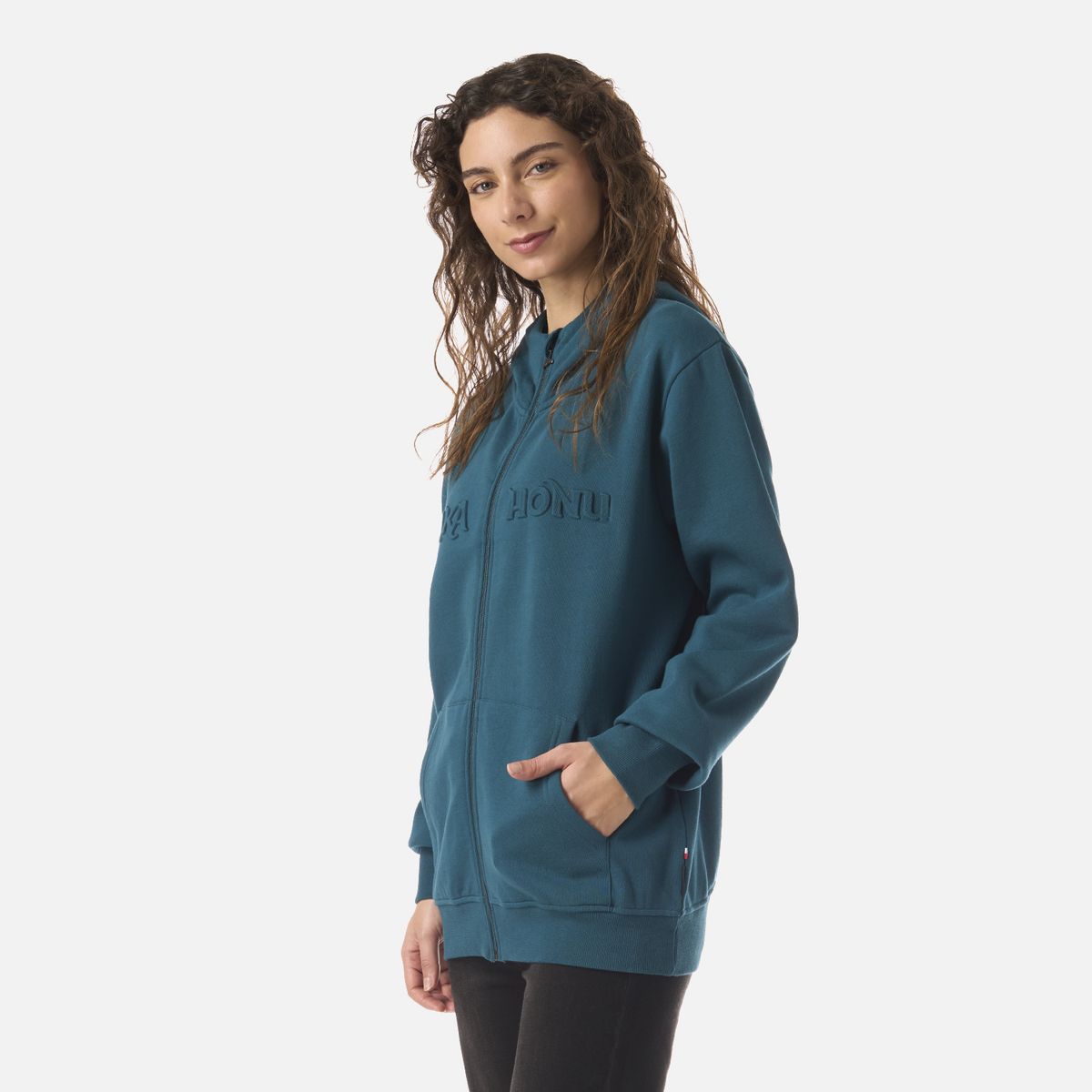 HAKA HONU - Polerón Mujer Motomami Full Zip Petroleo Oscuro Haka Honu