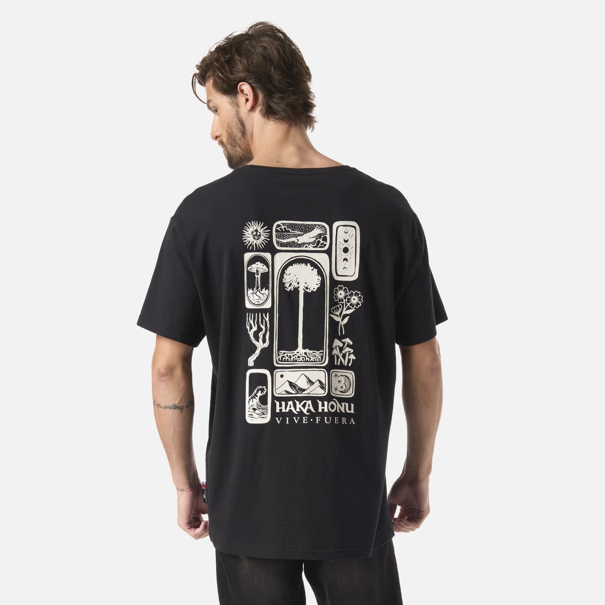 HAKA HONU - Polera Hombre Mosaicos Gris Oscuro Haka Honu