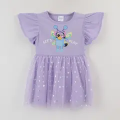 BLUEY - Vestido Manga Vuelos Niña Lila Lets Play