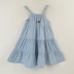DISNEY - Vestido Sin Manga Niña Azul Print Minnie