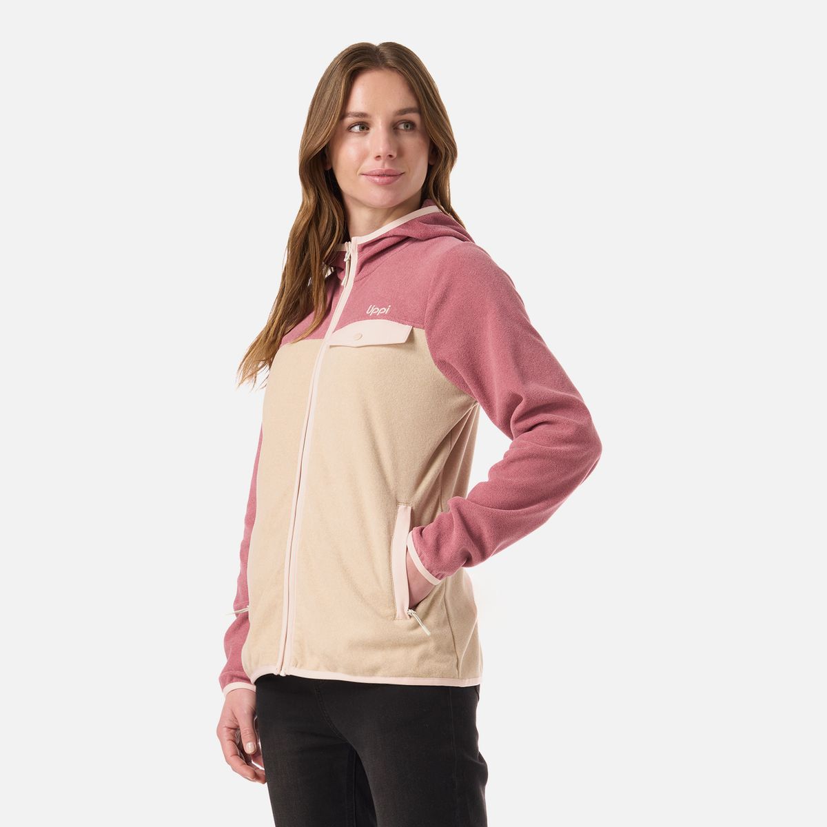 LIPPI - Polar Mujer Fireplace Full Zip Hoody Sweatshirt Rosa Oscuro Lippi
