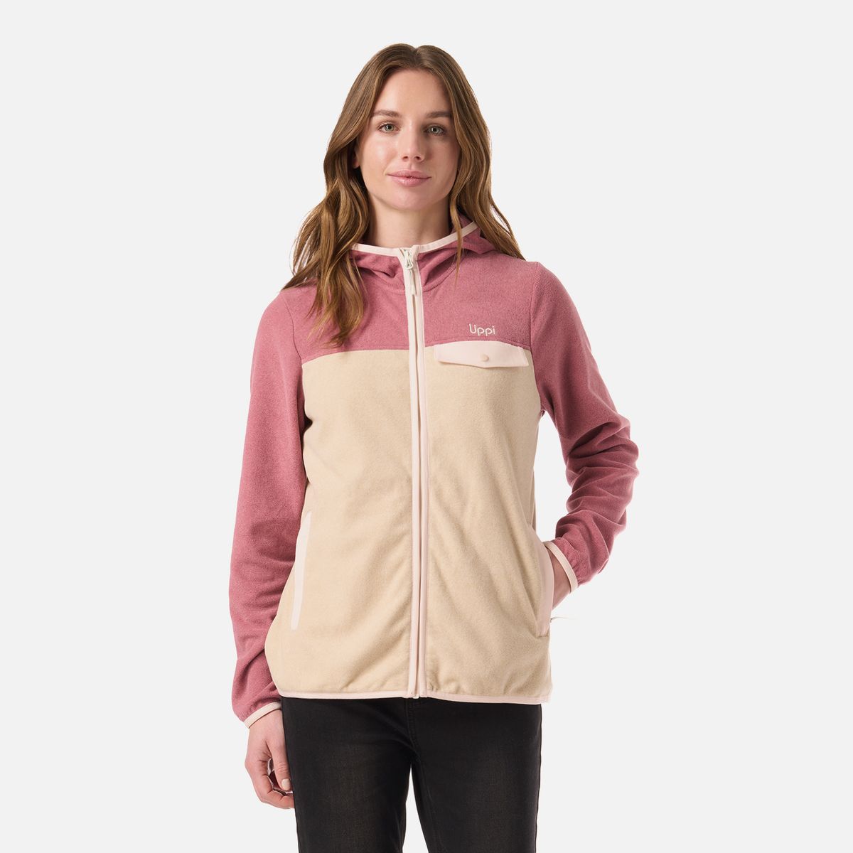 LIPPI - Polar Mujer Fireplace Full Zip Hoody Sweatshirt Rosa Oscuro Lippi