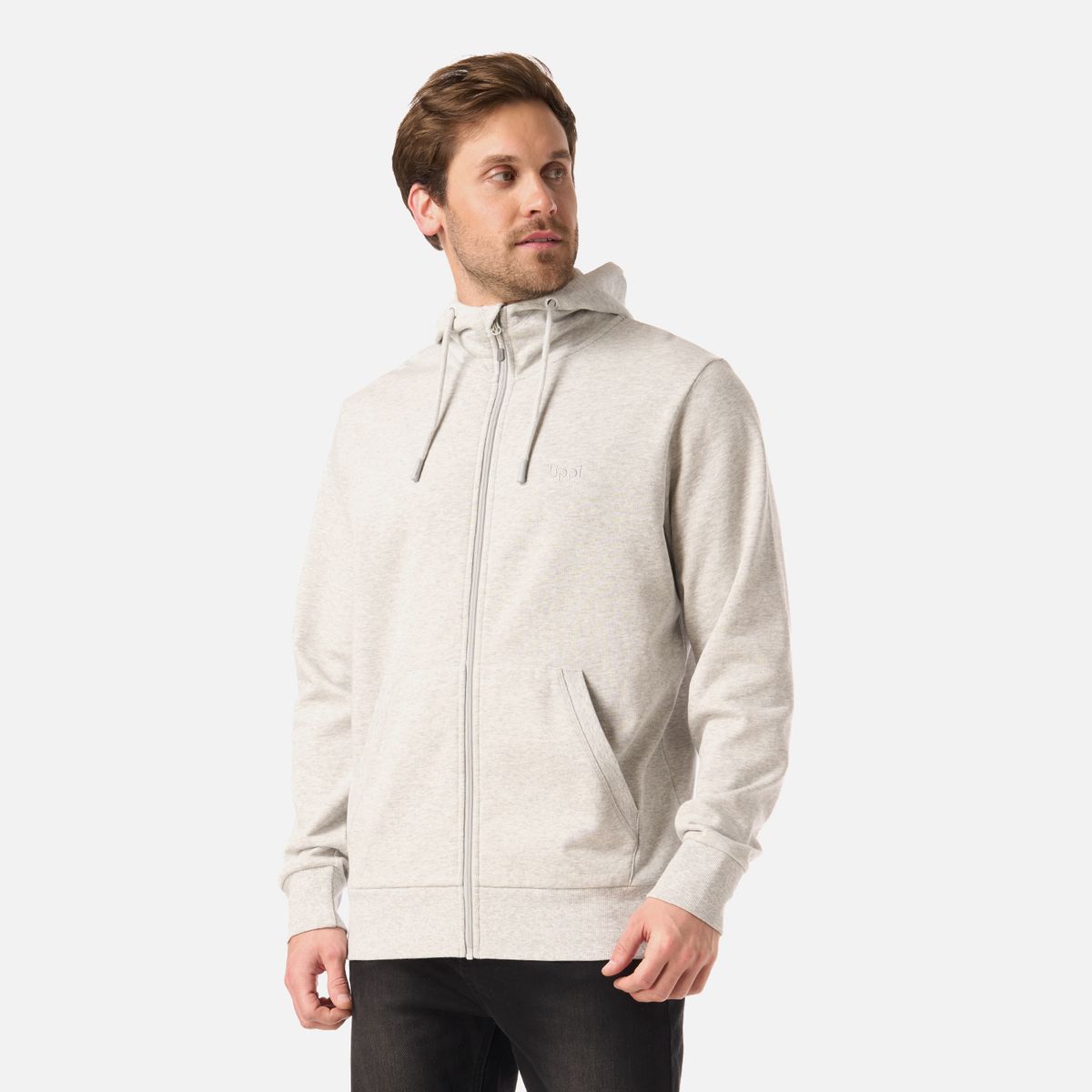 LIPPI - Polerón Hombre Ulmo Light Full Zip Hoody Sweatshirt Gris Melange Lippi
