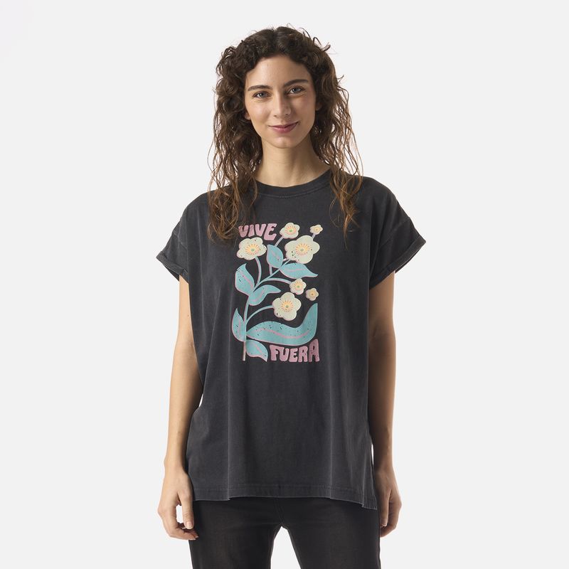 HAKA HONU - Polera Mujer Garza Negro Haka Honu