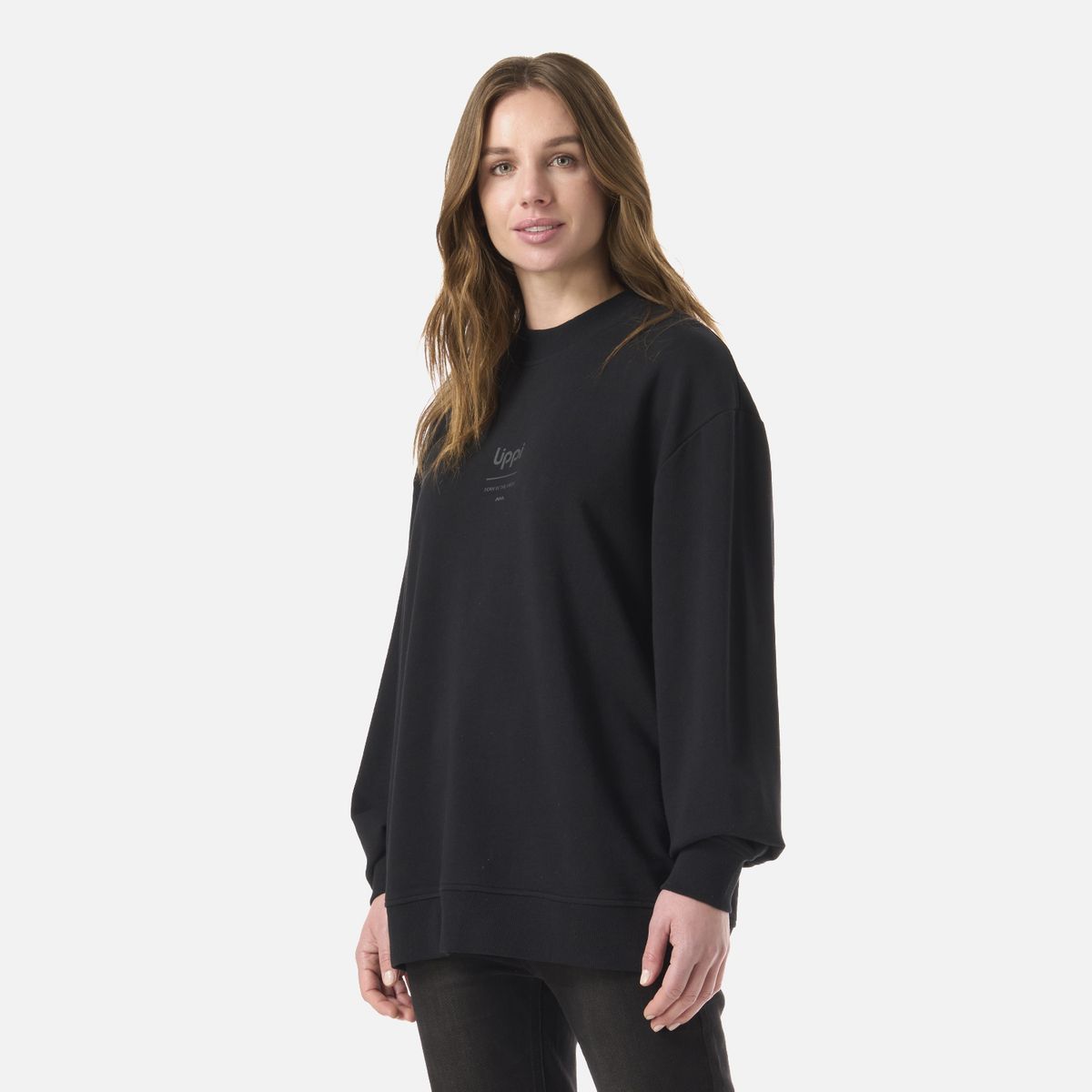 LIPPI - Polerón Mujer Ulmo Light Mid Point Crewneck Sweatshirt Negro Lippi