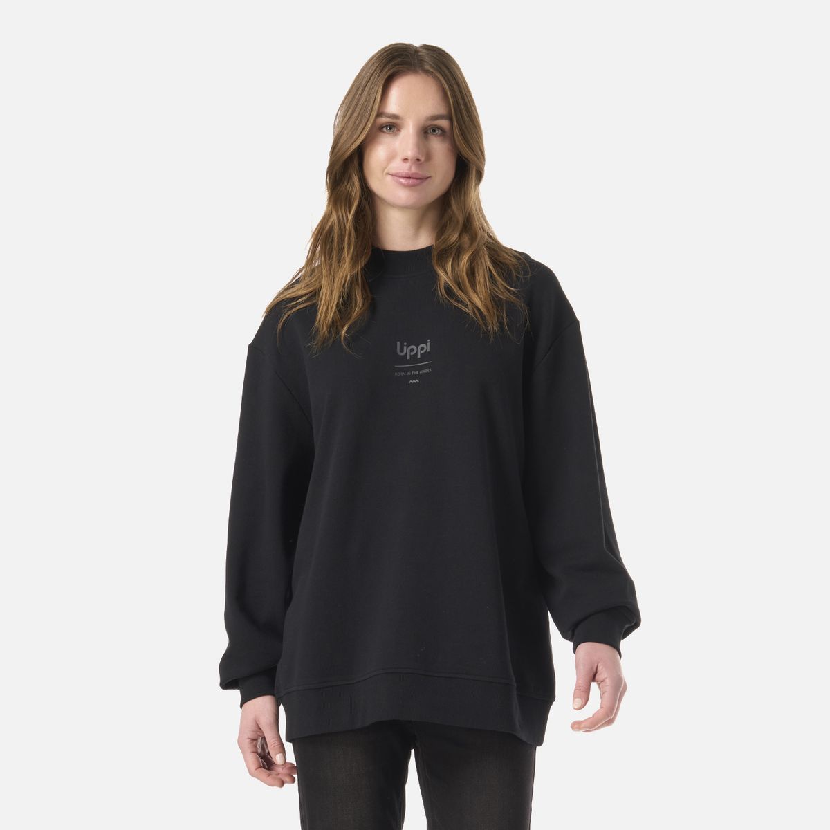 LIPPI - Polerón Mujer Ulmo Light Mid Point Crewneck Sweatshirt Negro Lippi