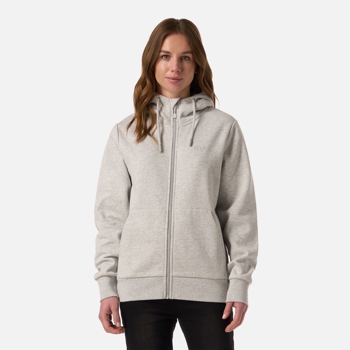 LIPPI - Polerón Mujer Ulmo Full Zip Hoody Sweatshirt Gris Melange Lippi