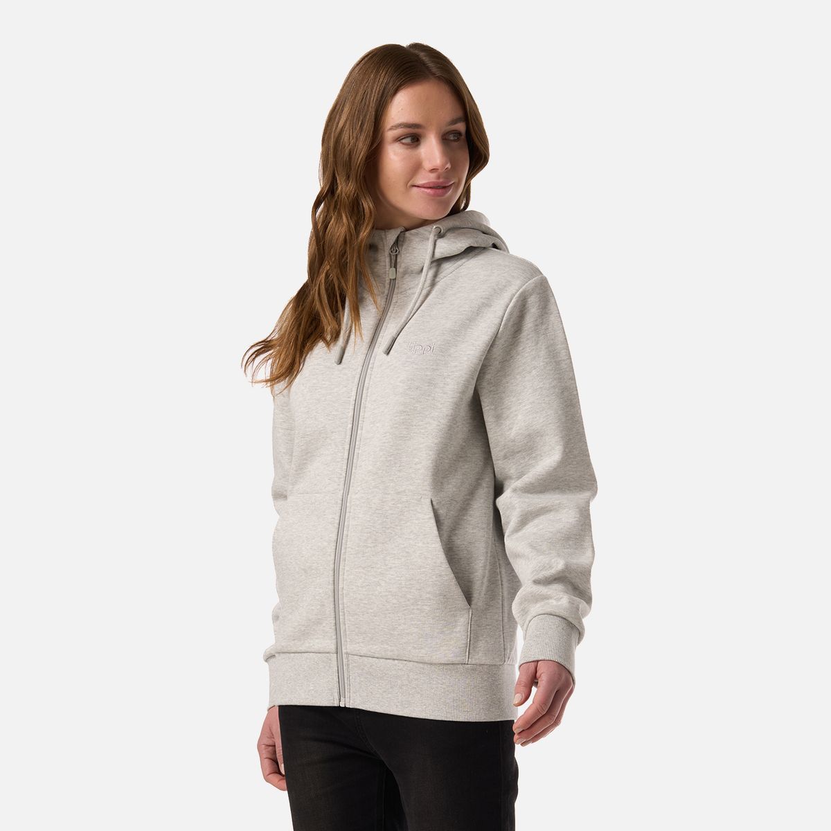 LIPPI - Polerón Mujer Ulmo Full Zip Hoody Sweatshirt Gris Melange Lippi
