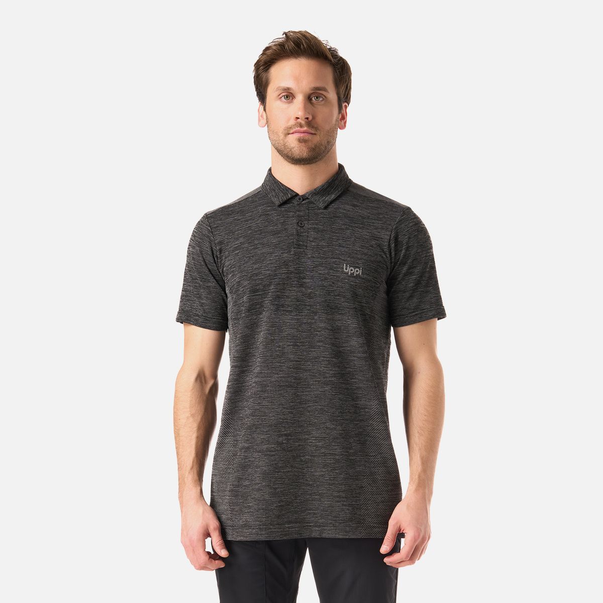 LIPPI - Polera Hombre B-Classic Seamless Polo Negro Lippi