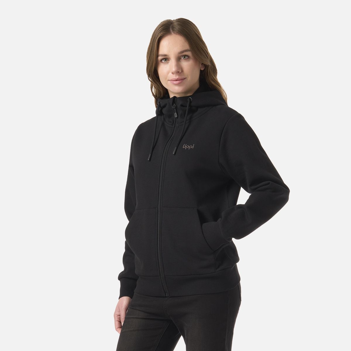 LIPPI - Polerón Mujer Ulmo Full Zip Hoody Sweatshirt Negro Lippi