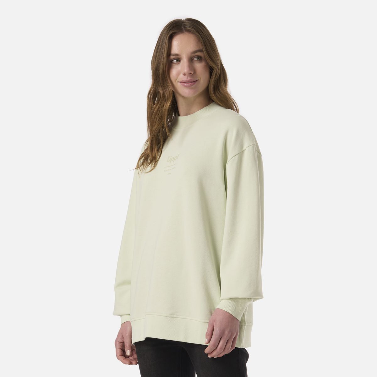 LIPPI - Polerón Mujer Ulmo Light Mid Point Crewneck Sweatshirt Gris Claro